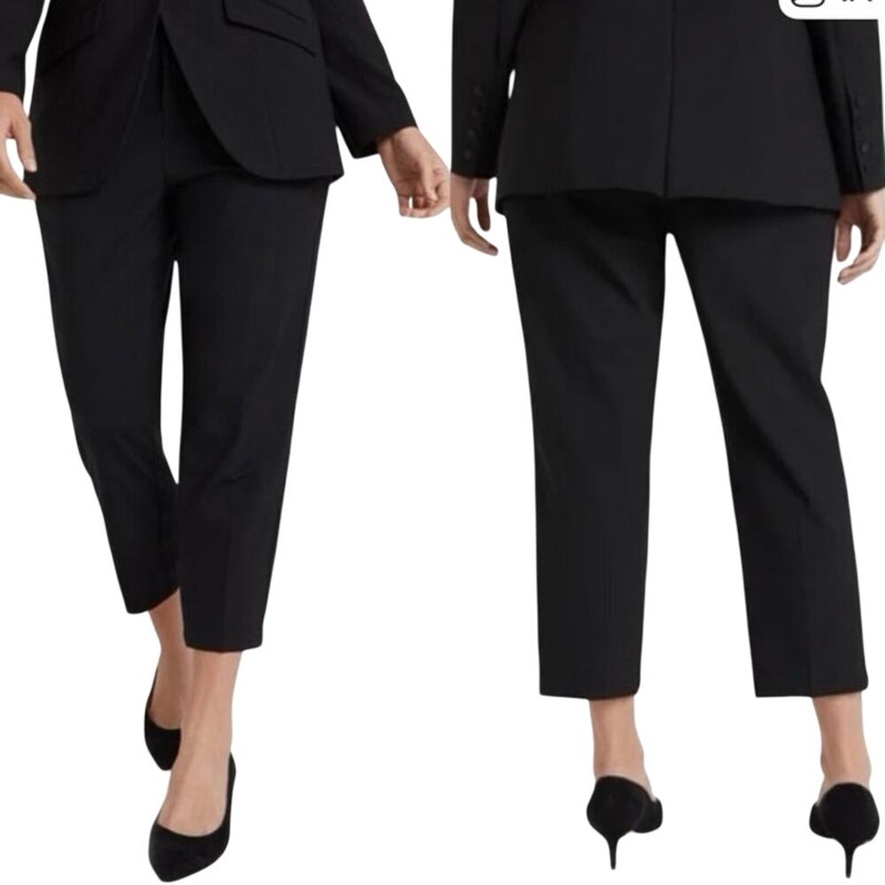 UNIVERSAL STANDARD  Estella Wool Blend Pleated Black Cropped Pants - 00 - NWT